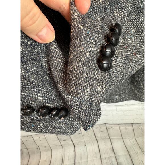 STAFFORD gray 100% virgin wool tweed mens suit jacket size 42R England - Picture 3 of 11